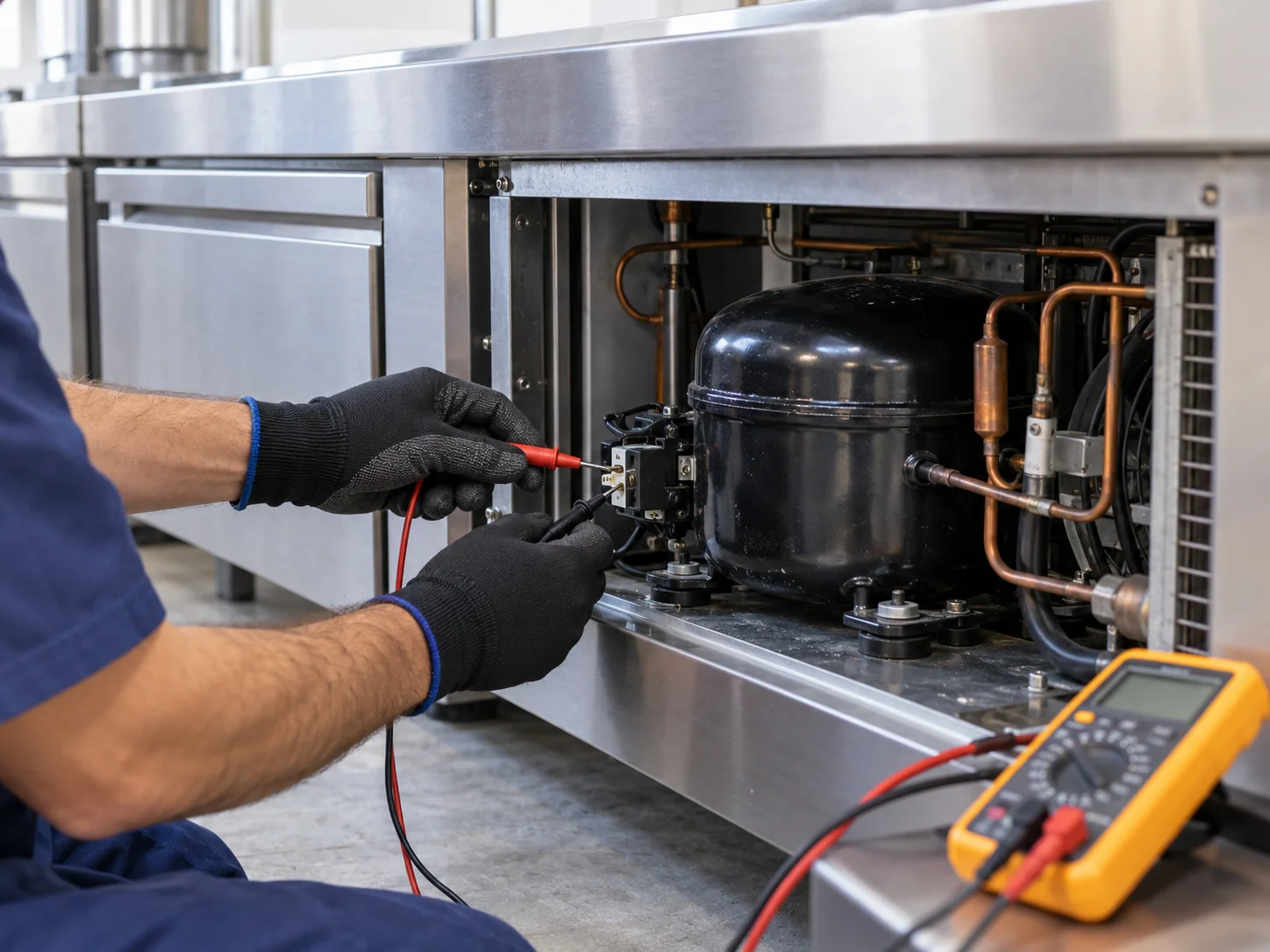 Diagnóstico do compressor de um balcão refrigerado